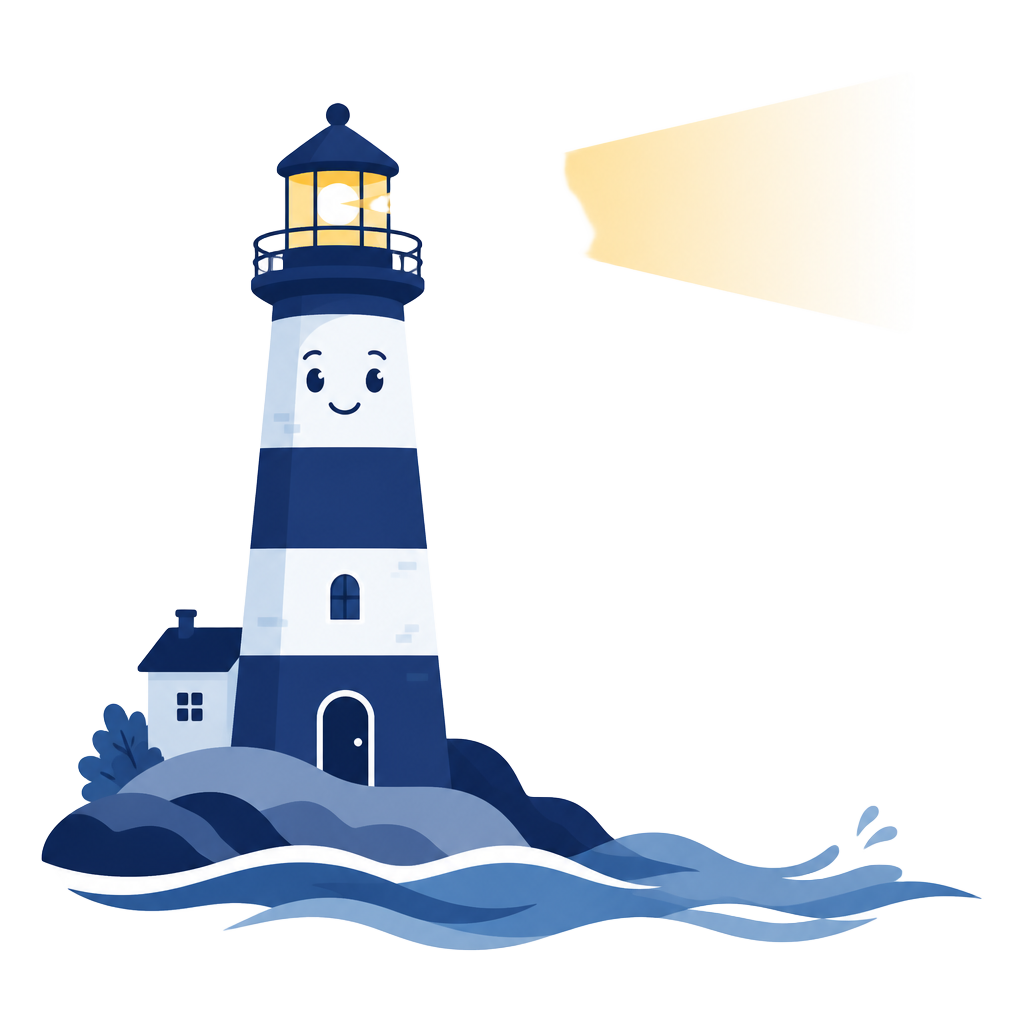 Freundlicher Leuchtturm am Meer als Zeichen von Digitalhilfe Nord